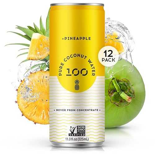 PURE COCONUT WATER 100 100 Coconuts Pineapple Pure Coconut-100% Pure Coconut Water - Low Calorie All-Natural Drink with Electrolytes - Naturally Sweet, no preservatives- Non-GMO, 11 fl 薬局衡オンス, Pack of 12 (Pure Coconut Wat