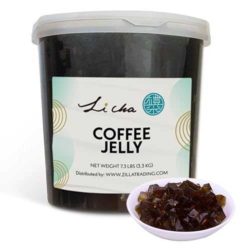 Li Cha Coffee Jelly (3.3kg/7.3lbs Container) / Topping for Bubble Milk Tea, Boba Beverages \u0026 Desserts