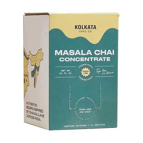 Kolkata Chai Co Kolkata Chai - Sugar Free Masala Chai Concentrate for Chai Tea Latte, 64薬局衡オンス Microbrewed Premium Organic Black Tea and Spices, Unsweetened/Zero sugar, Vegan, All Natural, Makes 16 servings