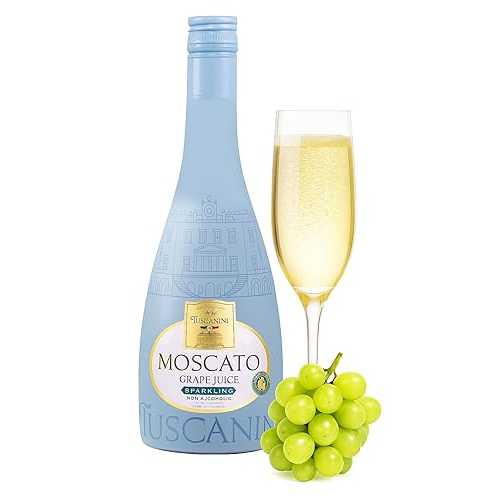 Tuscanini Italian Sparkling Grape Juice, Moscato, Non Alcoholic Sparkling Juice, Imported from Italy, Kosher, 25.3 Fluid Ounce (Pack of 6)