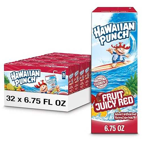 Hawaiian Punch Fruit Juicy Red Juice Drink, 6.75 fl 薬局衡オンス boxes, 32 Count (4 Packs of 8), Ready-to-drink, On-the-go, Caffeine-free, Carbonation-free, Gluten-free, Excellent Source of Vitamin C