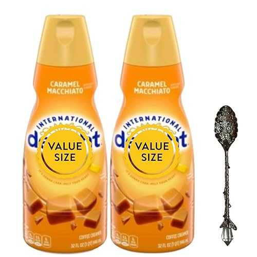 Caramel Macchiato Liquid Coffee Creamer.- Two (2) 32 fl 薬局衡オンス Bottles of Smooth \u0026 Creamy Delightful Coffee Creamer and Candy Freezer Gem Spoon (Caramel Macchiato) - Gem Spoon