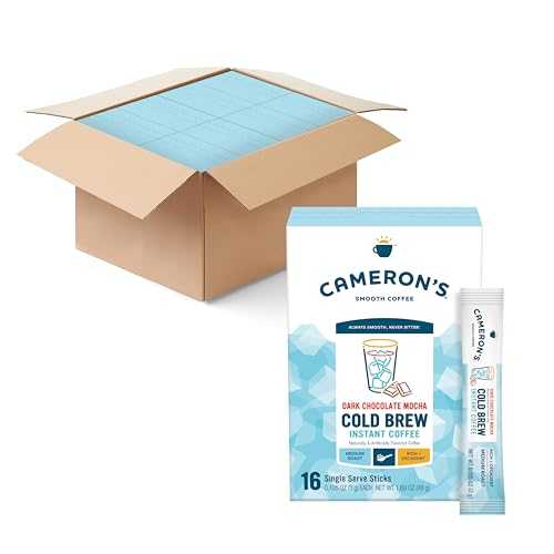 Cameron\u0027s Coffee Cold Brew Instant Single Serve Sticks, Dark Chocolate Mocha, Smooth Flavored Coffee, Sustainable, Small-batch Roasted, 128 Count