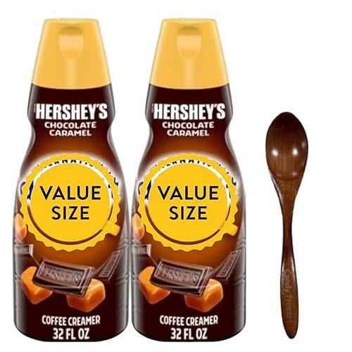International-Delight Liquid Coffee Creamer.- Two (2) 32 fl 薬局衡オンス Bottles of Creamy Smooth Delightful Coffee Creamer and Candy Freezer Wooden Spoon (Chocolate Caramel) Wooden Spoon