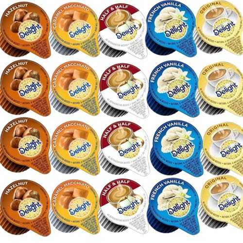 Generic Coffee Creamer Singles Variety Pack 50 Count / Liquid, Shelf Stable, Non-Dairy / 5 Flavors (Half \u0026 Half, Hazelnut, French Vanilla, Caramel, Original) Individually Sealed Creamers for Home, Office, Coffee B