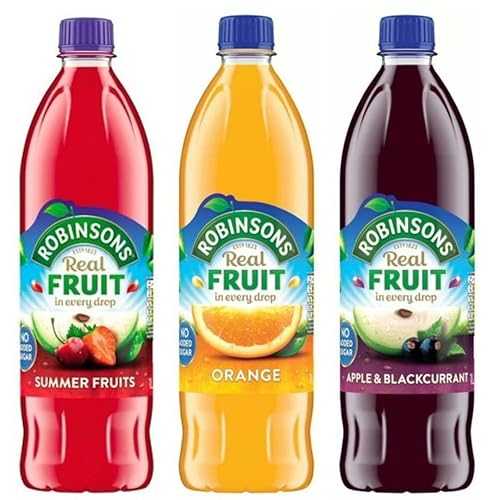 Generic No Added Sugar Fruit Squash 1L Variety of 3 (Summer Fruits, Orange, Apple \u0026 Blackcurrant)