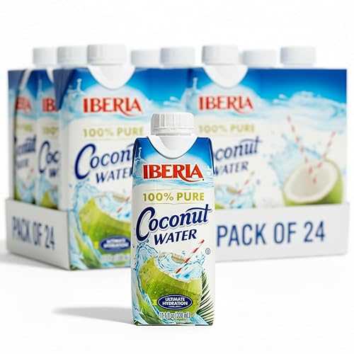Iberia All Natural Coconut Water 11.1 fl 薬局衡オンス (330ml) / 100% Pure Coconut Water / No Added Sugar or Preservatives / Refreshing Hydration Drink / Pack of 24