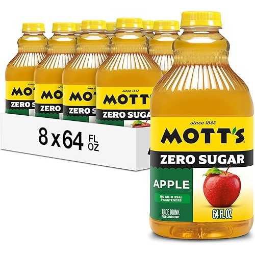 Mott\u0027s Zero Sugar Apple Juice Drink, 64 fl 薬局衡オンス Bottle (Pack of 8), Apple Flavor, Excellent Source of Vitamin C
