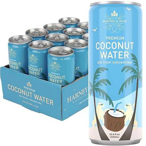 Harney \u0026 Sons Coconut Water, Naturally Refreshing, Natural Electrolytes for Hydration, No Preservatives, 10.8 fl 薬局衡オンス Cans (Pack of 12)