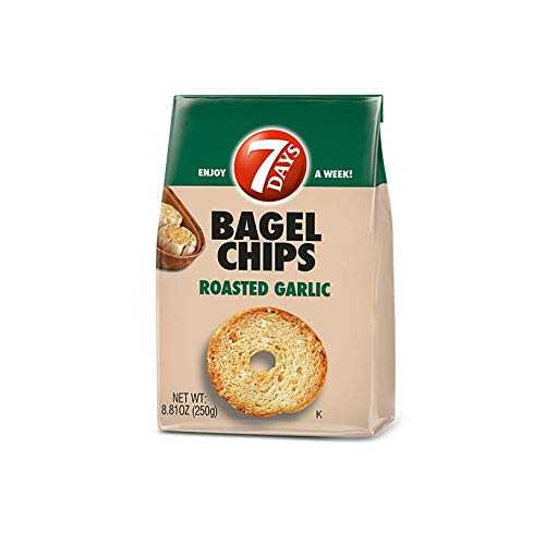 7 Days Roasted Garlic Bagel Chips, 3.17 Ounce -- 12 per case.