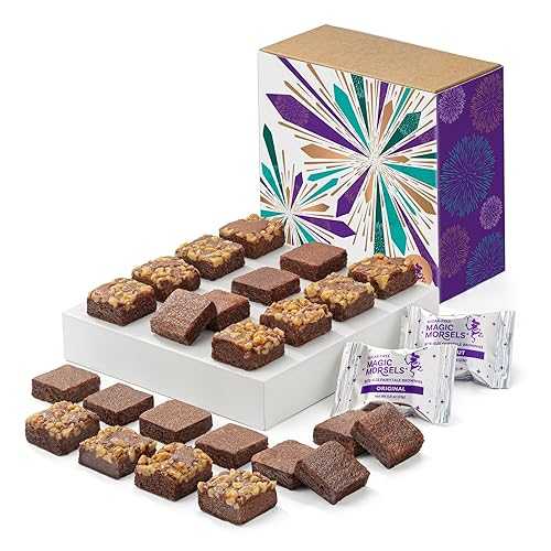 Fairytale Brownies Celebration SUGAR-FREE Magic Morsel 24 Individually Wrapped Gourmet Chocolate Food Gift Basket - 1.5 Inch x 1.5 Inch Bite-Size Brownies - 24 Pieces - Item CG524
