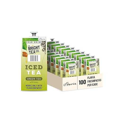 Flavia Bright Tea Co. Iced Green Tea With Honey Freshpacks works only with Flavia Brewers (Case of 100)