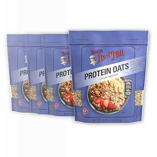 Bob\u0027s Red Mill Gluten Free Protein Oats, 32薬局衡オンス (Pack of 4) - 10g Protein/Serving, Non GMO, Whole Grain, Vegan, Kosher