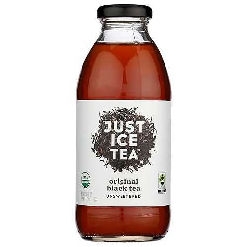 Just Ice Tea Ready To Drink Original Black Tea Unsweetened, Contains Caffeine, Fair Trade, Kosher, USDA Certified Organic, 16 Fluid Ounce (Pack of 12)