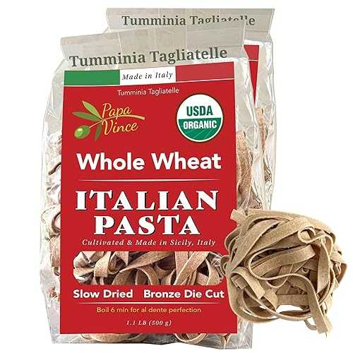 Papa Vince Organic Diabetic Friendly Pasta: Low GI Organic Whole Wheat Italian Pasta Made インチ Italy from Ancient Heirloom Grain. High Fiber, Slow Carb, Slow Dried, Bronze Cut, Non Enriched (Tagliatelle)