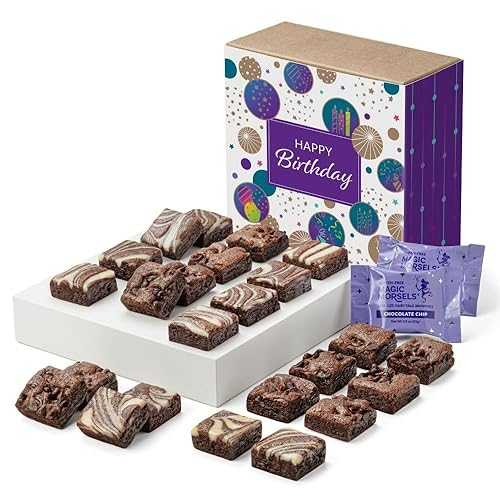 Fairytale Brownies Birthday GLUTEN-FREE Magic Morsel 24 Individually Wrapped Gourmet Chocolate Food Gift Basket - 1.5 Inch x 1.5 Inch Bite-Size Brownies - 24 Pieces - Item CB624