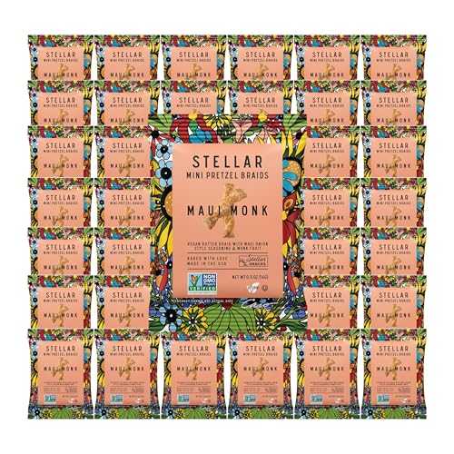 Stellar Snacks Mini Pretzel Braids, Maui Monk, 0.5 Ounce (Pack of 75) Vegan, Kosher, Non-GMO (0.5 Oz, Maui Monk)
