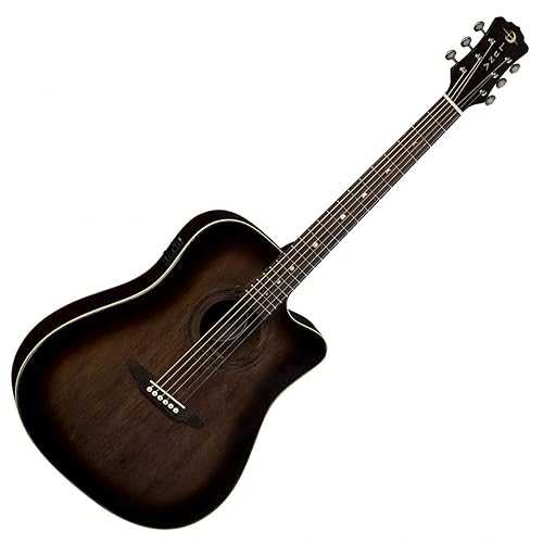 Luna Art Vintage Dreadnought Cutaway Acoustic Electric Guitar