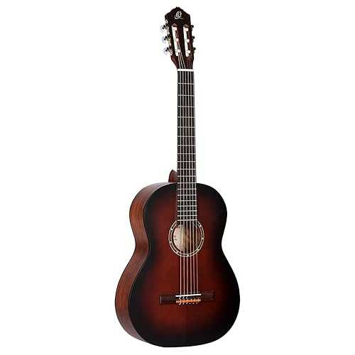 Ortega Guitars 6 String Student Series Pro Solid Top Nylon Classical Guitar, Right, Bourban Fade, 4/4 (R55BFT)