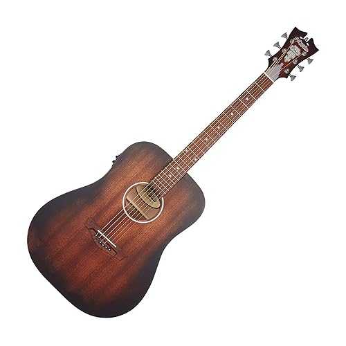 D\u0027Angelico Electro 6 String Acoustic-Electric Guitar, Right, Aged Mahogany (DAPLSD300AGDCP)