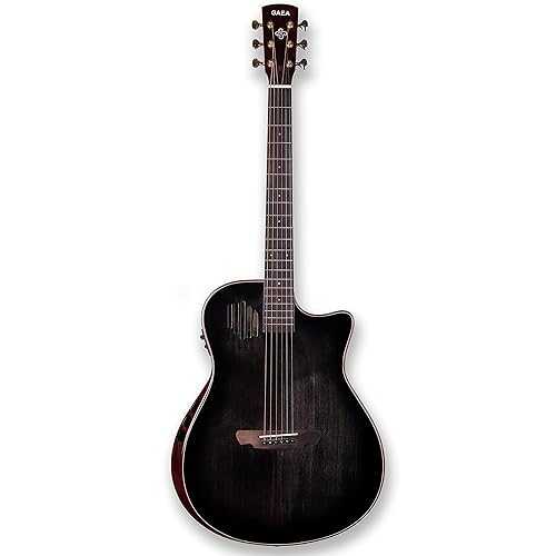 GAEA 41\u0027\u0027Solid Spruce Top Acoustic Electric Guitar with D\u0027Adario EXP-16 Coated Phosphor Bronze String Flame Maple Back \u0026 Side Rosewood Fingerboard \u0026 bridge (Black), (GS-801)