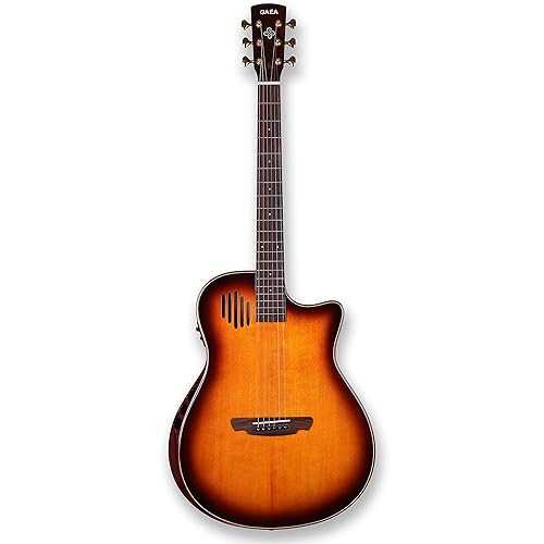 GAEA 41 inches Solid Spruce Top Acoustic Electric Guitar with D\u0027Adario EXP-16 Coated Phosphor Bronze String Flame Maple Back \u0026 Side Rosewood Fingerboard \u0026 bridge (Sunburst) (GS-801)