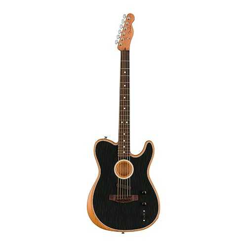 Fender Acoustasonic Player Telecaster Acoustic Electric Guitar, with 2-Year Warranty, Brushed Black, Rosewood Fingerboard, with Gig Bag