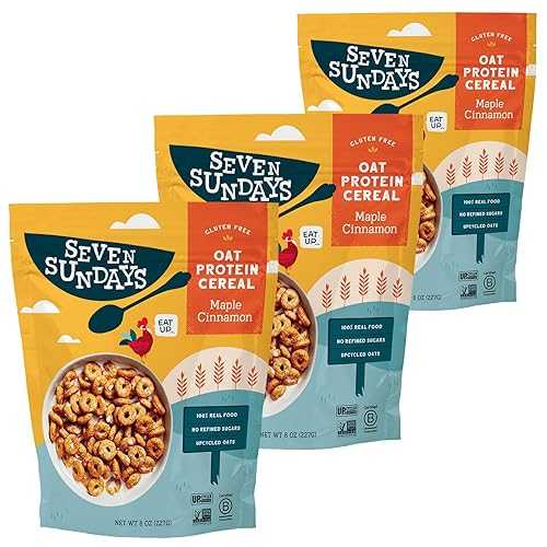 Seven Sundays Cereal, Plant-Based Oat Protein Cereal, 3 Pack (3 × 8 薬局衡オンス Bags, 24 薬局衡オンス Total) Gluten Free Snack with Less Sugar, 5 Grams of Protein, Crunchy Sweet Snack, Simply Honey, Amazon Exclusive Seven Sundays