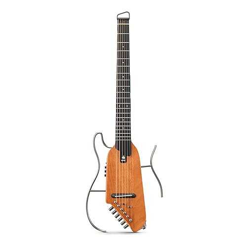 BailingDS Electric Guitars Beginner Kit Guitar for Travel - Portable Ultra-Light and Quiet Performance Headless Acoustic-Electric Guitar, Mahogany Body with Removable Frames, Gig Bag, and Accessories Sunburst