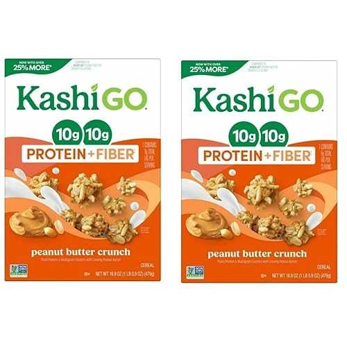 Generic Cold Breakfast Cereal byKashi- Vegan Protein - Fiber Cereal - Peanut Butter Crunch -16.9 Oz Box (2 Boxes)