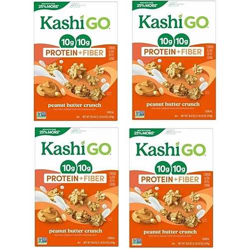 Generic Cold Breakfast Cereal byKashi- Vegan Protein - Fiber Cereal - Peanut Butter Crunch - 16.9 Oz Box (4 Boxes)