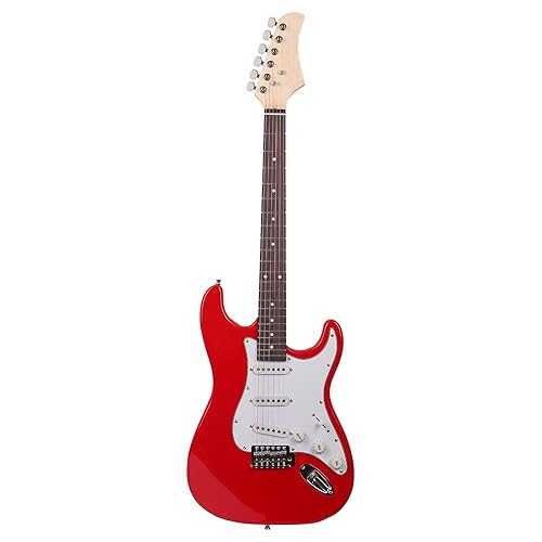 Shyneer 39 Inch Rosewood Fingerboard Electric Guitar,Electric Guitar Beginner Kit Solid Body Full Size Pick Up for Starter, with Bag, Picks, Capo, Strap, Cord,Allen Wrench, Tremolo Arm,Red
