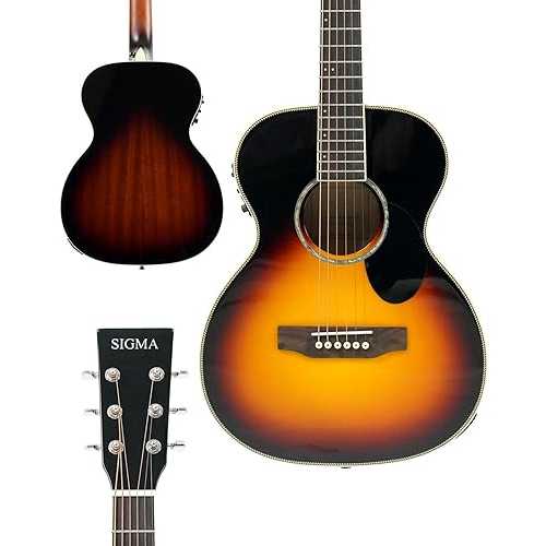 SIGMA 36.5 Acoustic Electric Guitar, OM Junior, Name Brand EXP16 Strings, Spruce Top, Black Gloss, Sapele/Mahogany Back \u0026 Sides, Right(8OMJE)