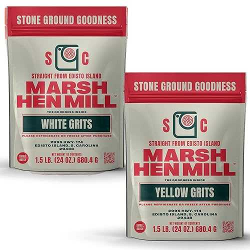 Marsh Hen Mill Variety Pack of 2 - Yellow \u0026 White Heirloom Corn Grits - Gluten-Free, Stone Ground - Southern Grits with Nutty \u0026 Sweet Flavors - Perfect for Quick Meals - 24 Oz Each Pack