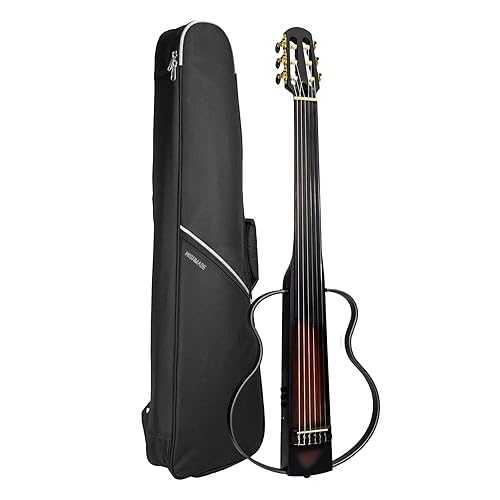WishMade Fretless Silent Travel Guitar Electric Classical Guitar Classic Nylon String Mahogany Body with Removable Frames Gig Bag (Sunburst)