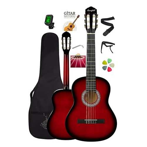 SODEF Classical Guitar 4/4 Size Burgundy Color with Adjustable Neck for Students and Beginners - Burgundy