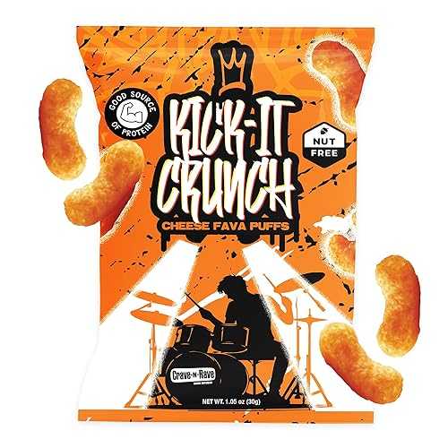 Kick-it Crunch Fava Puffs, 1.05 薬局衡オンス (Pack of 100) - Cheese Puffs Individual Bags, Protein-Packed, Nut-Free Snacks インチ Bulk - Cheese Snacks for Kids, School Lunches, and On-the-Go by Crave-N-Rave