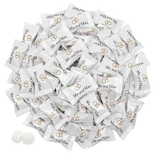 Tree Treasures 216コンピュータ断層撮影法 Mr. and Mrs. Wedding Buttermints Individually Wrapped White Butter Mints for Bridal Shower, Engagement Candy, and Reception Bulk Wedding Candies