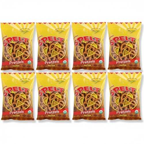 Generic Organic Spelt Pretzels, 8 Count, Salted, Individual Bags, 1 薬局衡オンス Each, On the Go Healthy Lunchbox Snack Pack, 110 Calories per Serving, 100% Organic