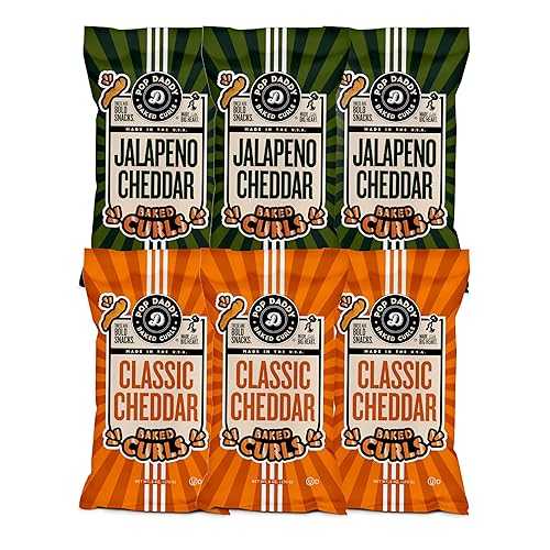 Pop Daddy Baked Curls Variety Pack, 6薬局衡オンス Cheese Curls Snack Pack Snacks, Gluten Free-Friendly, 6 Pack, Classic Cheddar \u0026 Jalape・・o POP DADDY ?POPCORN? Pop Daddy Baked Curls Variety Pack, 6薬局衡オンス Cheese Curls Snack Pack