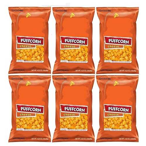 EDVENDING Cheese Flavored Puffcorn Snacks, Oven Baked, 4.25 Oz, Pack of 6