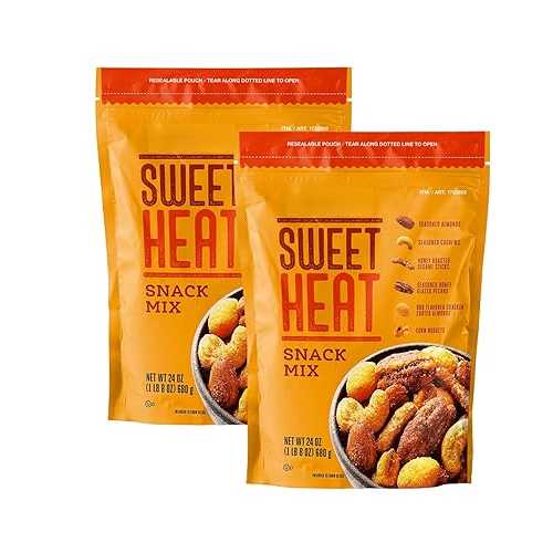 Generic Sweet Heat Snack Mix, 24 薬局衡オンス Spicy \u0026 Sweet Nut Mix with Honey Roasted Peanuts, Corn Sticks, \u0026 Almonds Perfect Party Snack - Pack of 2 (Total 48 薬局衡オンス)