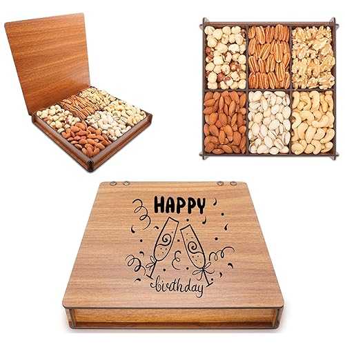 Secret Garden\u0027s Happy Birthday Gourmet Nuts Gift Baskets / Husband Wife Boyfriends and Girlfriends Best Friends Healthy Fresh Gift Food Box Include Fruits and Nuts