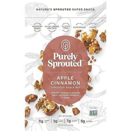 Purely Sprouted Apple Cinnamon Snack Mix: Vegan, Gluten-Free, and Non-GMO Blend for a Healthy Crunch! (4 薬局衡オンス,4 pack)