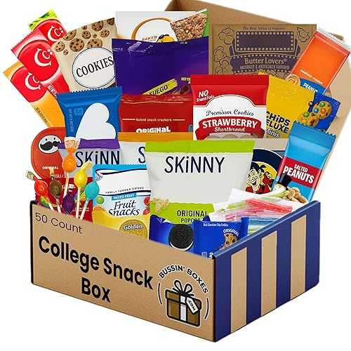 College Care Package and Dorm Survival Kit Bulk Snack Box with 50 Individually Wrapped Snacks Gift for Students, Teens, and Dorm Rooms Assembled by Bussin Boxes