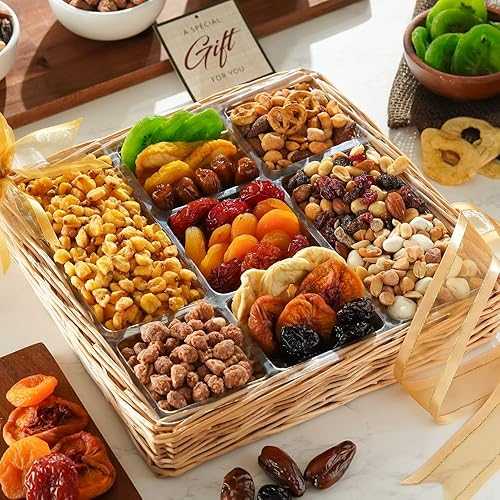 Broadway Basketeers Deluxe Dried Fruit And Nuts Gift Basket - A Premium Healthy Gifting Experience. Great Corporate, Get Well Gifts for Families