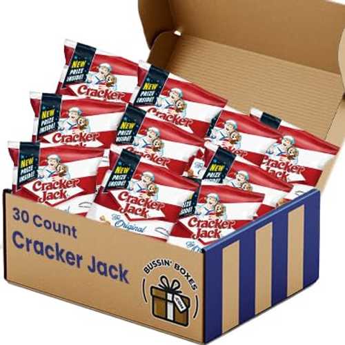 Cracker Jacks Bulk Caramel Popcorn and Peanut Snack Packs 30 Count 1.25 薬局衡オンス. Individually Wrapped Sweet and Salty Popcorn Bags Bulk Snack Box Assembled by Bussin Boxes