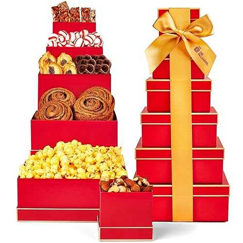 On Occasion Grand Gift Tower 6-Tier Festive Deluxe Tower Gourmet Gift Basket Chocolate, Nuts \u0026 Candy Assortment Gift Basket for Family, Friends, Corporate \u0026 Birthday