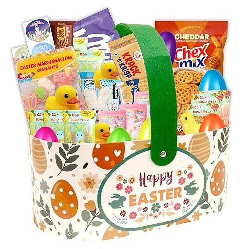 Sarah\u0027s Candy Factory Easter Snack Basket (52 Count) Filled with Candy, Snacks, Treats and Great Package for Family, Friends