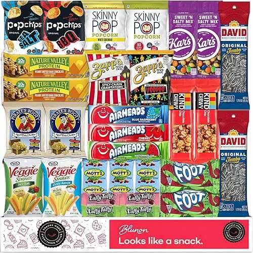 Blunon Gluten Free Snacks Variety Pack - Healthy Snack Box Care Package - Bulk Assortment (30 Count)